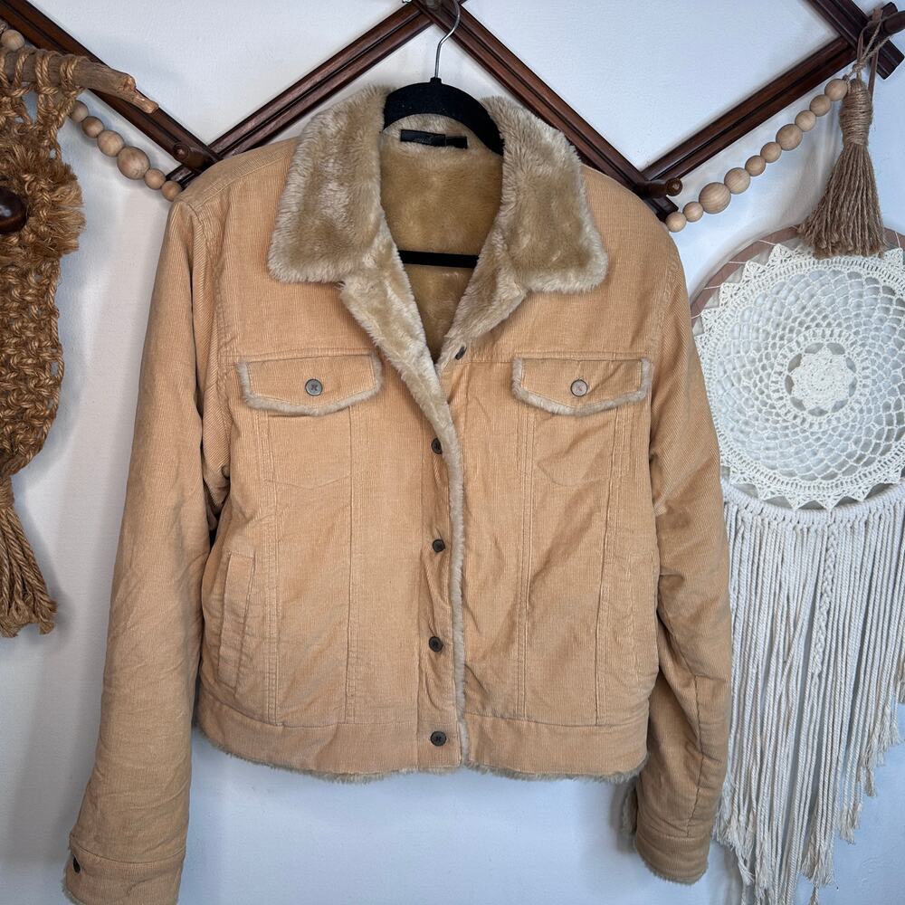 Hurley Tan Corduroy Faux Fur Lined Jacket